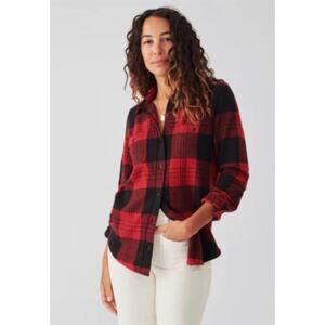 Faherty Orchard House Plaid Legend Button Down Sweater Shirt Red Black Medium